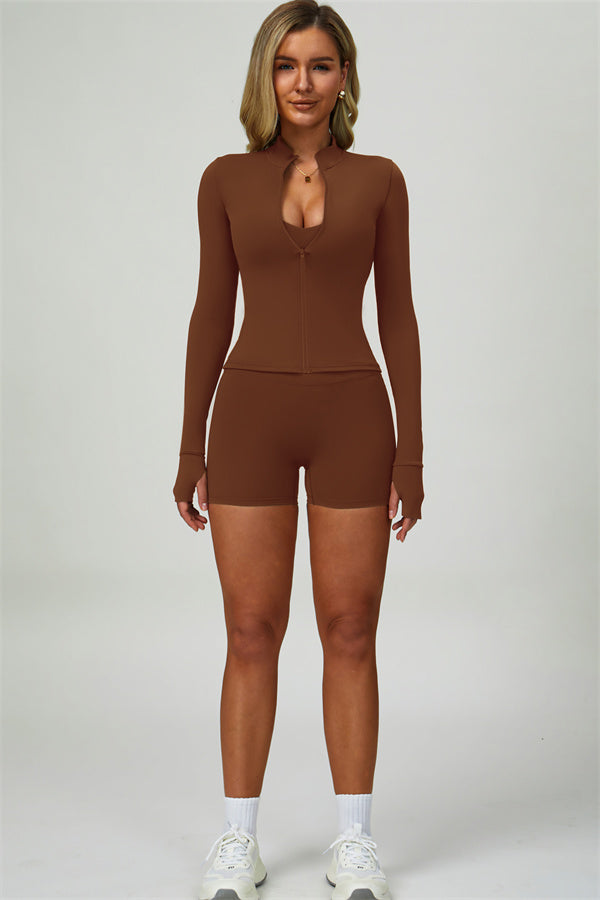 The Seraphine Jacket Sports Bra Shorts 3-Piece Set