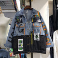 Women's Spliced Graffiti Print Denim Jacket for Streetwear