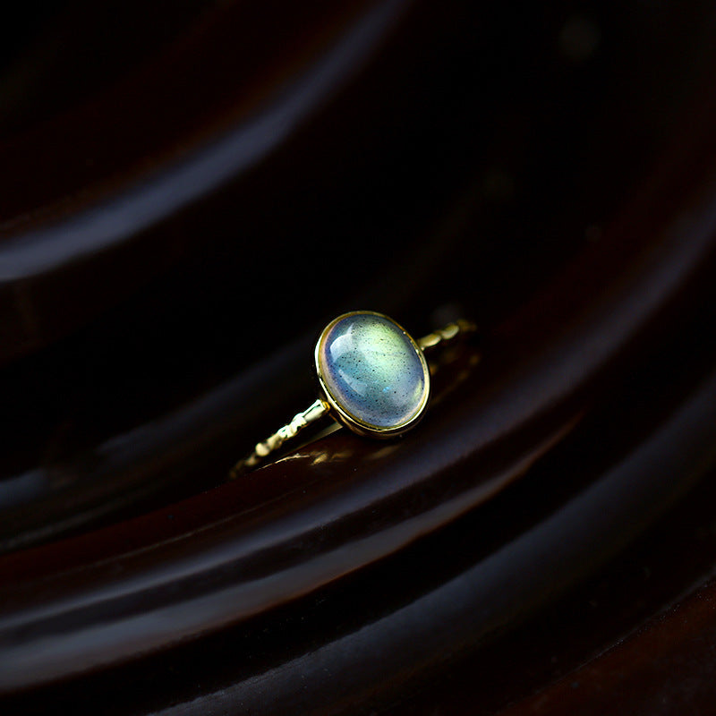 S925 Sterling Silver Personality Simple Lengthened Stone Ring