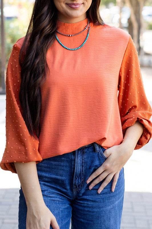 June Swiss Dot Balloon Sleeve Loose Blouse