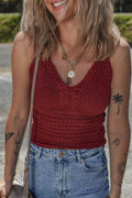 Burgundy Cable Knit Pointelle Slim Sweater Vest