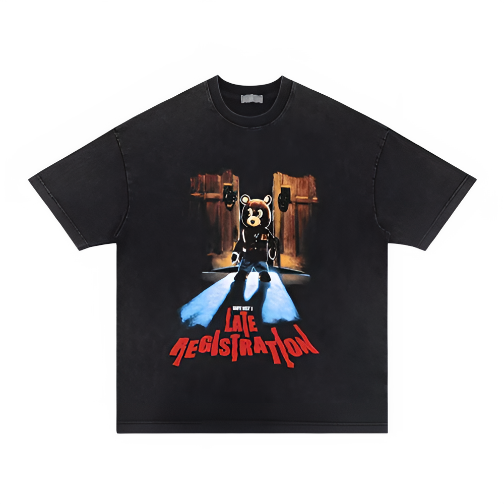 Spring summer new product the same drop-out bear print short-sleeved T-shirt man
