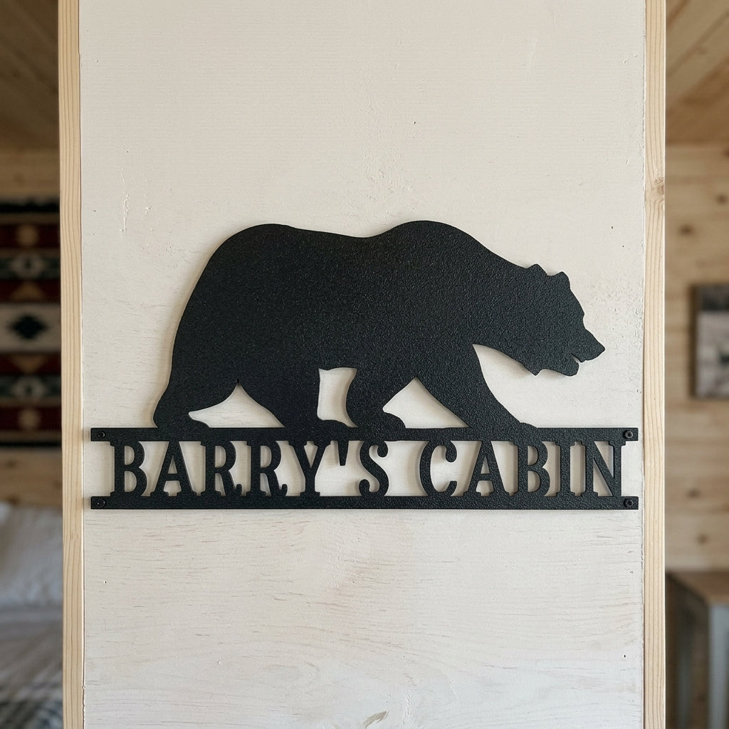 Custom Metal Wall Art - Personalized Bear Monogram