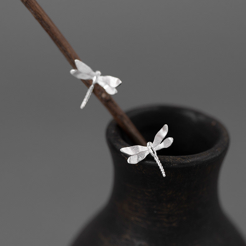 Dragonfly Stud Earrings Sterling Silver Elegance