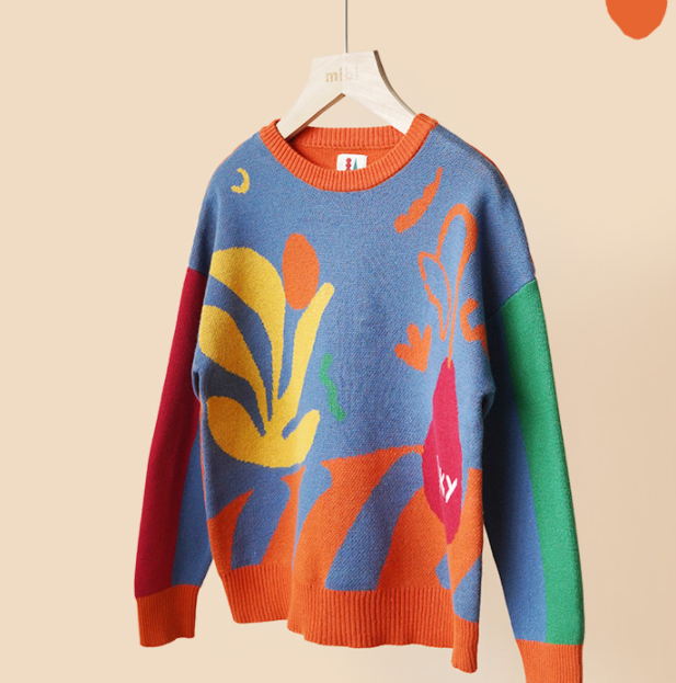 Mibi Children's Sweater Spring Hedging Pure Cotton Knit Thin Girl Top Trend