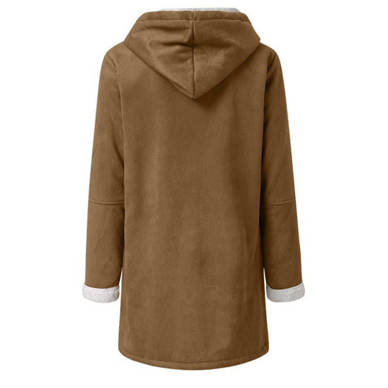 Sherpa-Lined Duffle Toggle Jacket with Hood — Warm Hooded Fleece Coat