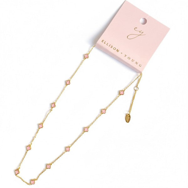 Petite Colored Clover Necklace