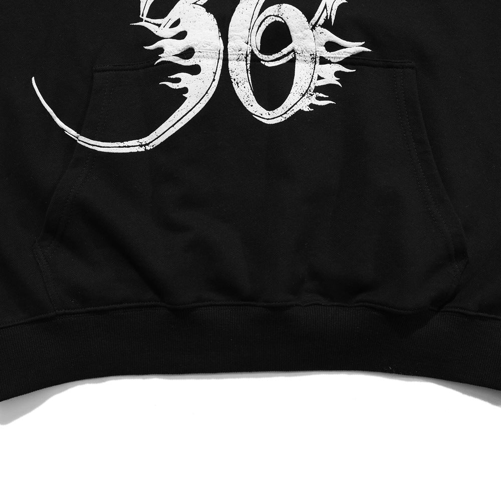 Letter Print Hooded Sweatshirt Men's Loose Long Sleeve Top