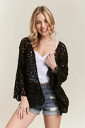 ADORA Leaf Pattern Crochet Cardigan
