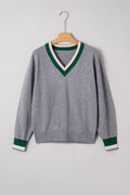 Scarlett Striped Trim Varsity Sweater