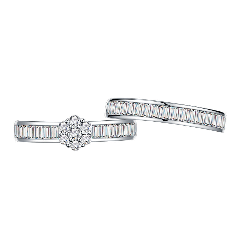 Baguette Zircon Row Diamond Ring Women's Silver