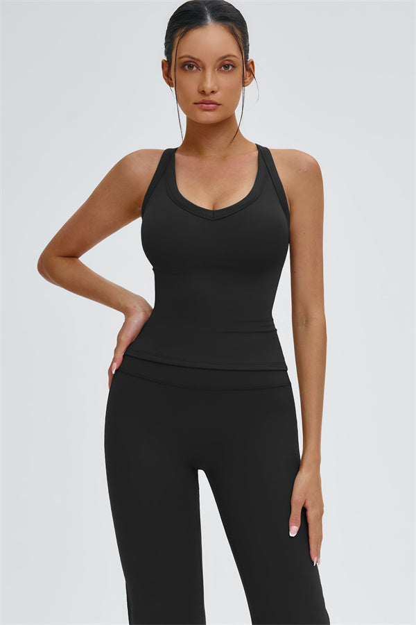 The Slate Cross Back Top Flared Leggings 2-Piece Set