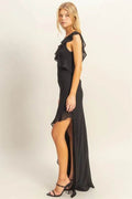HYFVE Chiffon Ruffle Trim Midi Dress