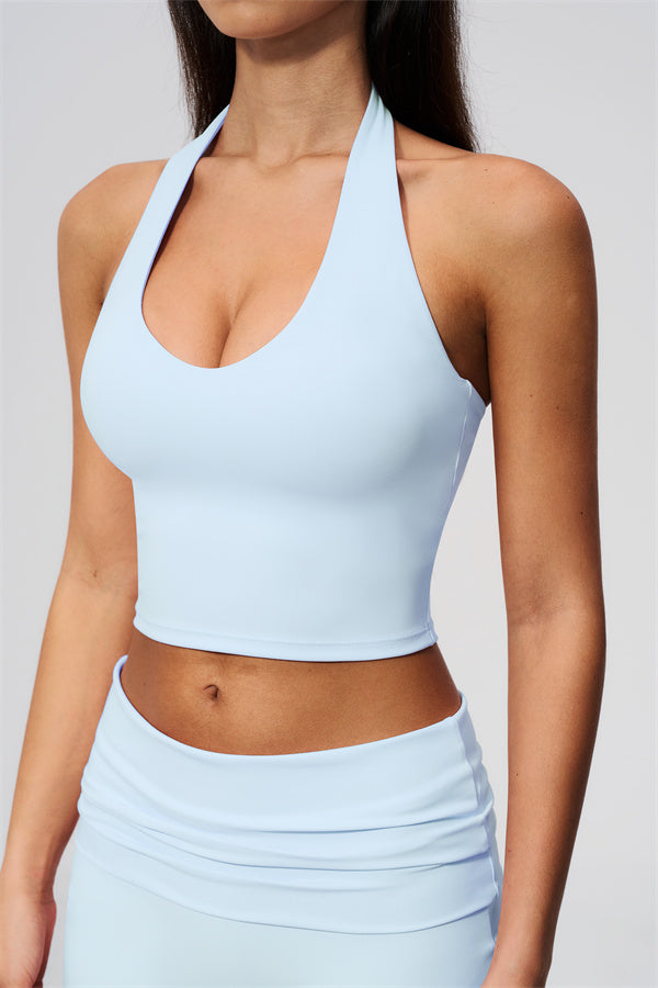 The Twirl Wide Strap Halter Crop Top Shorts 2-Piece Set