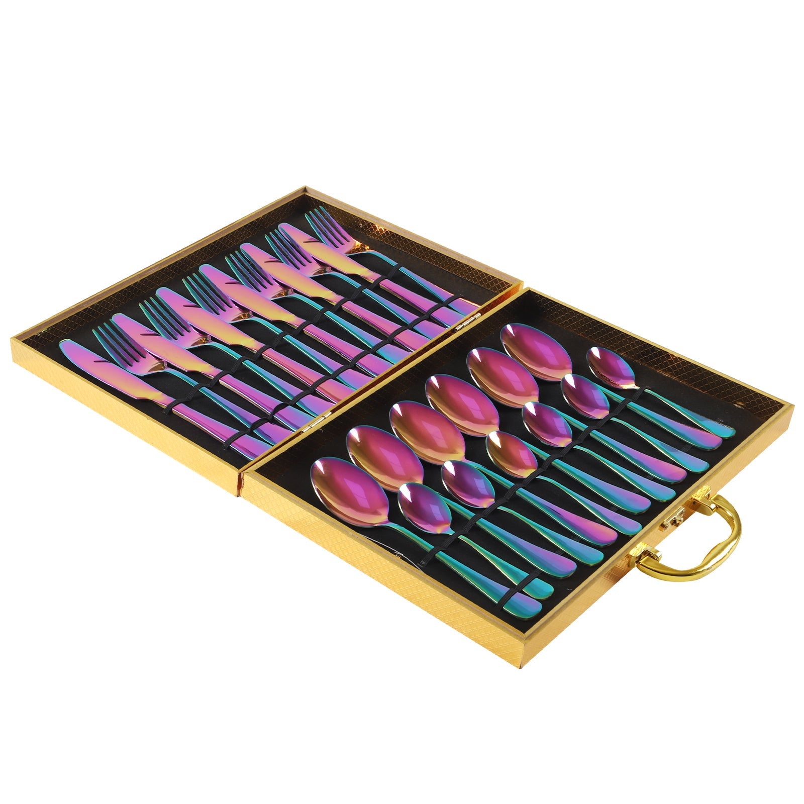 24-Piece Stainless Steel Tableware Set - One-Piece Molded Knife Fork Spoon Collection