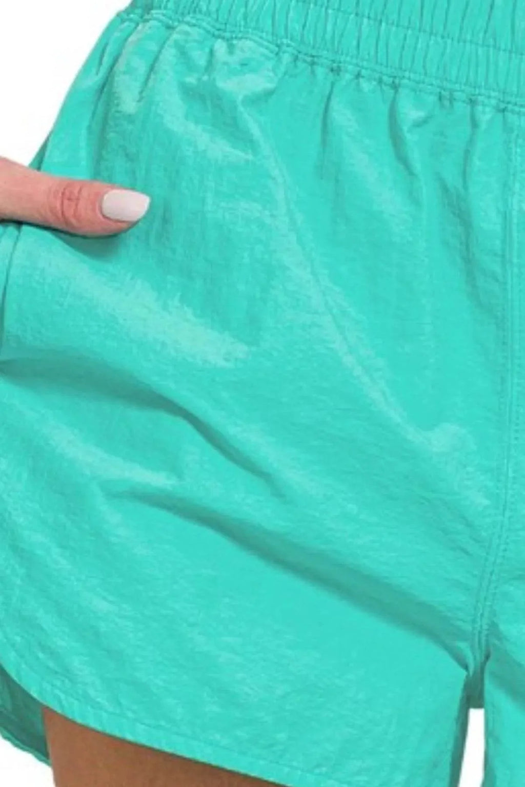 Zenana Windbreaker Smocked Waistband Running Shorts