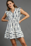 Umgee Full Size Ribbon Collared Mini A-Line Dress Plus Size