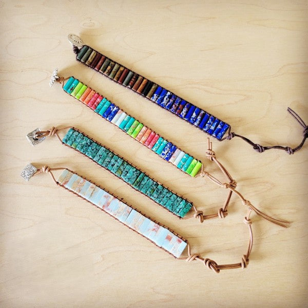 Woven Aqua Terra Beaded Bracelet