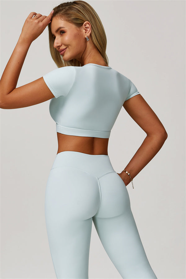 The Lavish Cut-out Crop Top Flared Leggings 2-Piece Set
