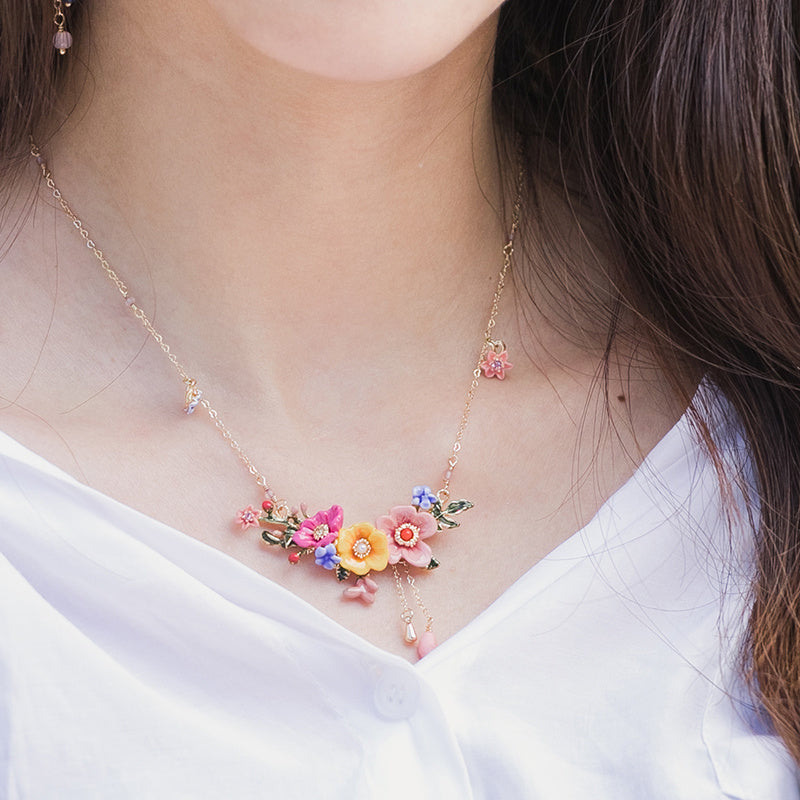 Enamel Colored Three-dimensional Flower Sweet Female Necklace