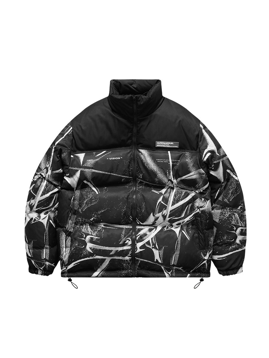 Custom TPU Drop Glue Label Stand-up Collar Warm And Thick Cotton Jacket