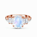 S925 Sterling Silver Oval Moonstone Ring Jewelry