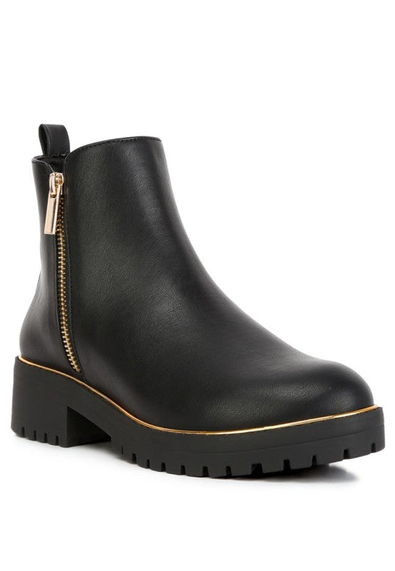 Thorin Metallic Frame Block Heel Boots