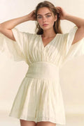 Davi & Dani Batwing Sleeve Waist Belt Romper