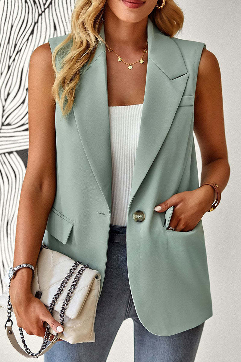 Women's Sleeveless Vest Blazer Casual Open Front Work Office Tops Jacket
