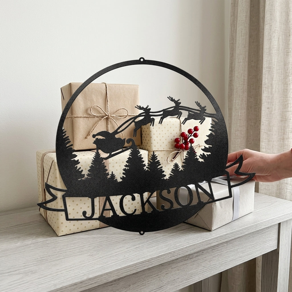 Santa's Journey Personalized Gifts - Custom Metal Sign, Christmas Gift