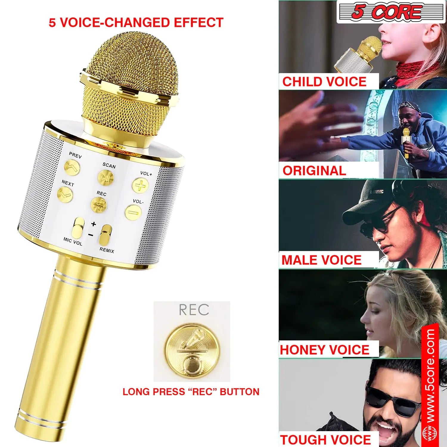 5Core Wireless Karaoke Microphone Bluetooth Mic Portable Handheld Microfonos Inalambricos