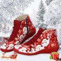 Ankle Boots Women Santa Claus Snowflake Print Flats Shoes Casual Slip-on Side Zipper Design Short Boot