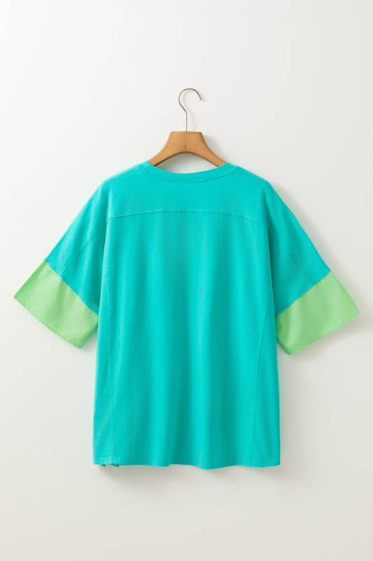 Etta Frayed Denim Star Patched Oversize Top