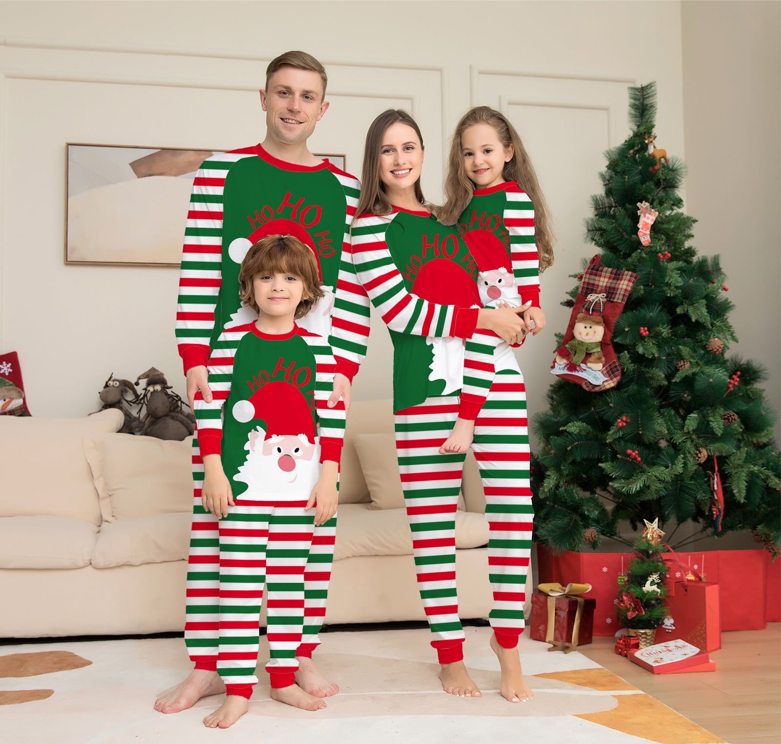 Family Pajamas Matching Sets Red Stripe Xmas Holiday Sleepwear Jammies Long Sleeve PJs Outfits