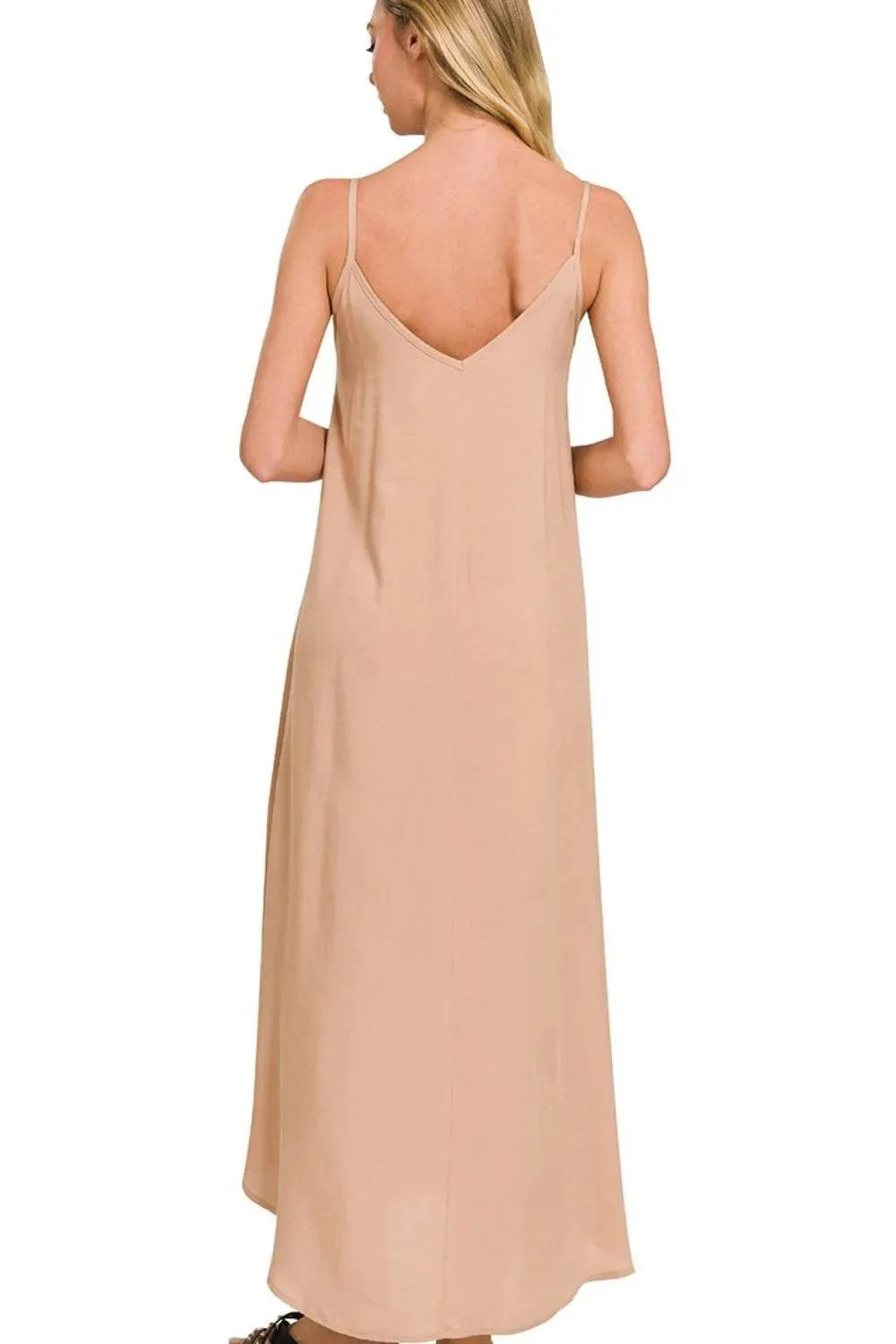 Zenana Woven Arc Hem Cami Dress With Flowy Pockets