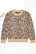 Leopard Contrast Trim Dolman Sleeve Sweater