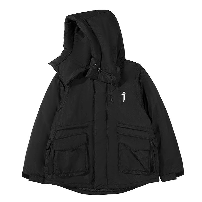 Men's Loose Casual Fish Mouth Hat Cotton-padded Jacket
