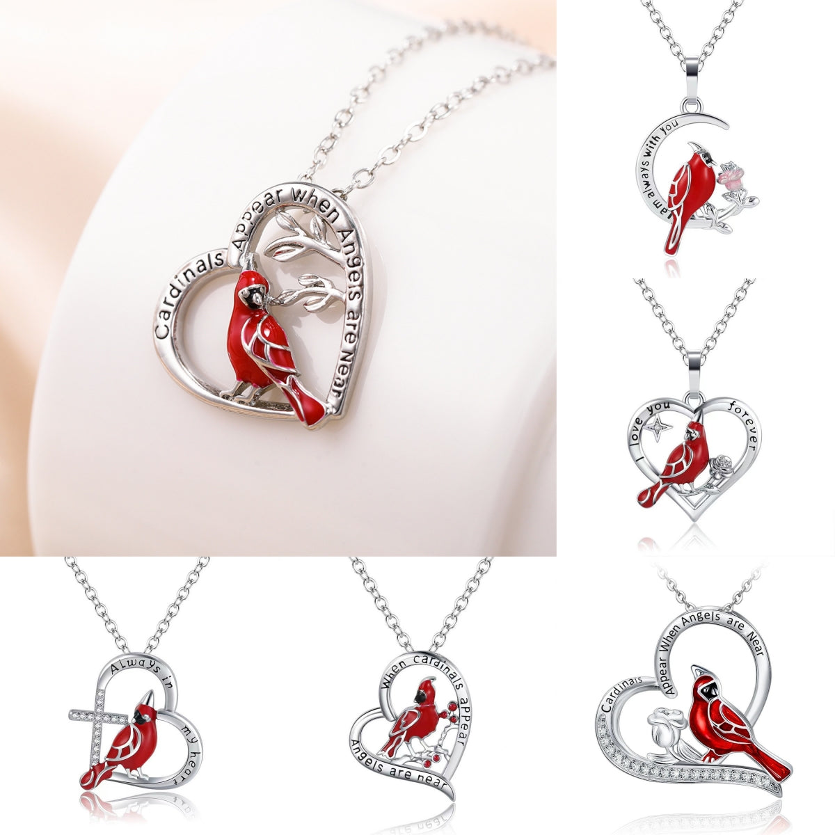 Free Creative Heart Shaped Cardinal Pendant Necklace, Exquisite Party Commemorative Accessory Gift Jewelry Anniversary Party Gifts, Valentine's Day Gift