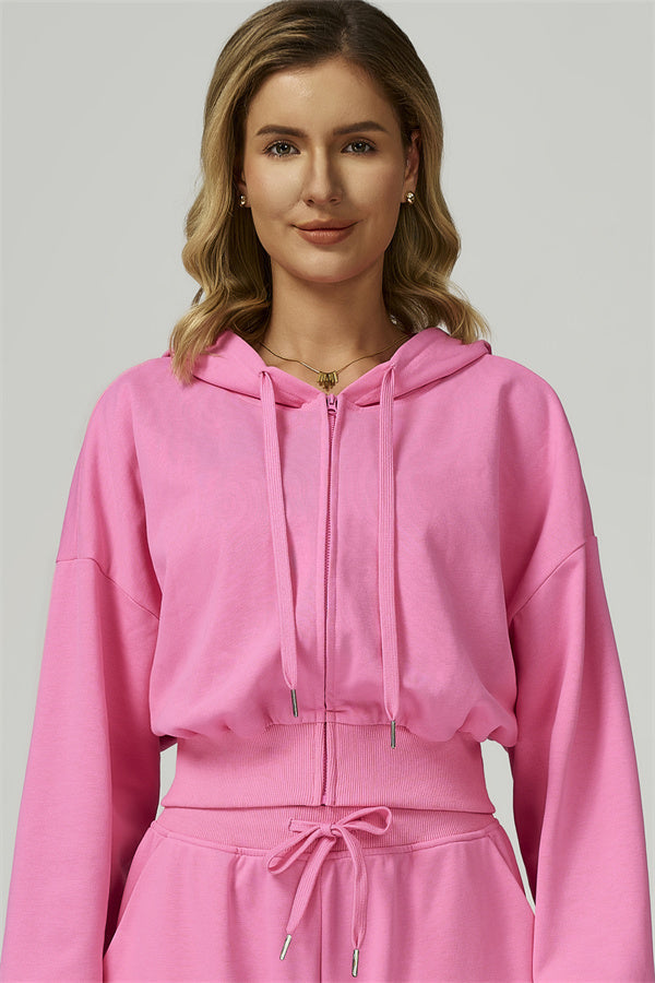 The FlexFit Crop Hoodie Shorts 2-Piece Set