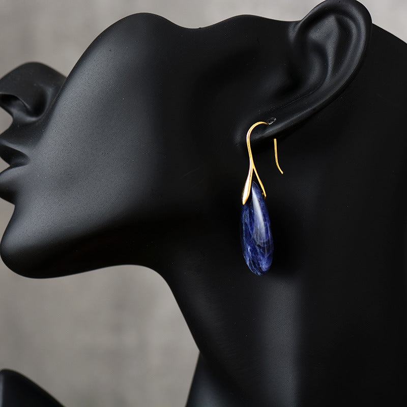 Bohemian Natural Stone Water Drop Pendant Earrings