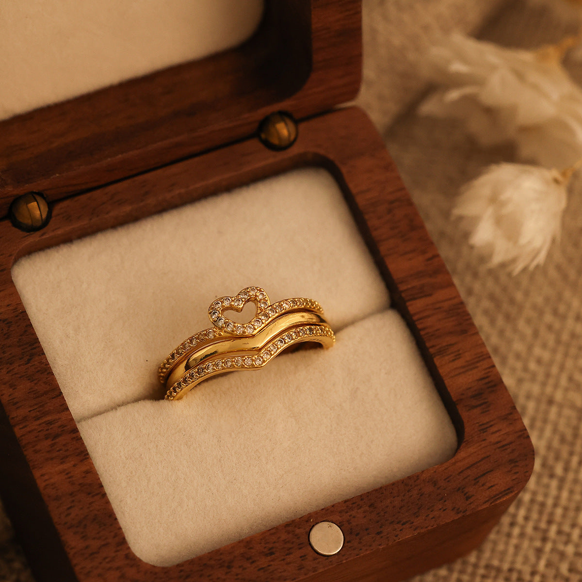 Jewelry Shining Love Wish Bone Stacking Ring