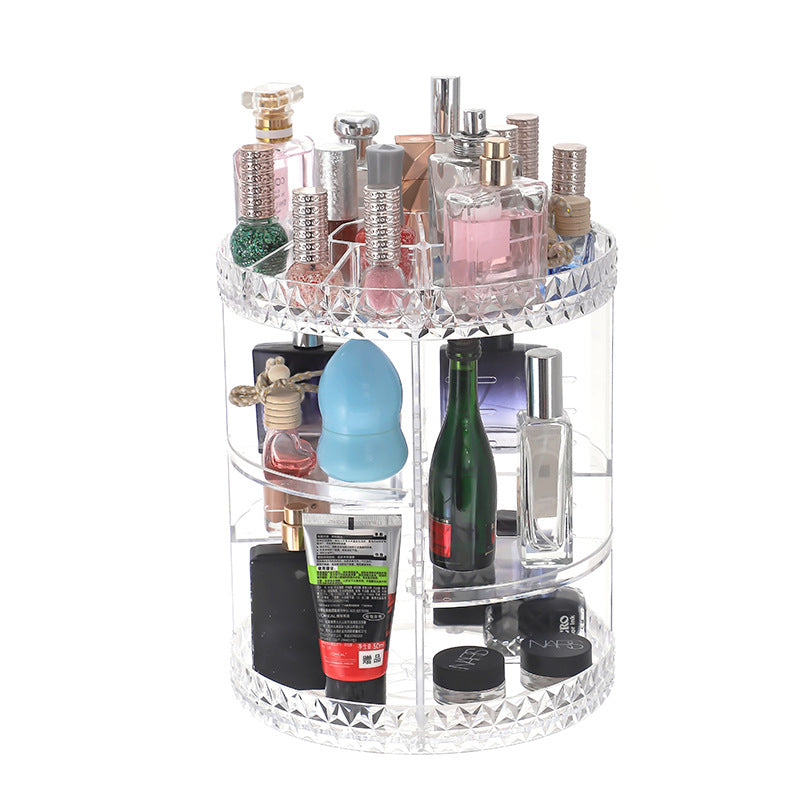 Diamond Pattern Cosmetic Storage Box 360 Rotating Storage Box