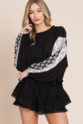 Floral print sleeve detail top PLUS KRT1698