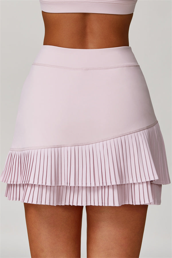 The Lavish Long Sleeve Cut-out Crop Top Tennis Skirt 2-Piece Set