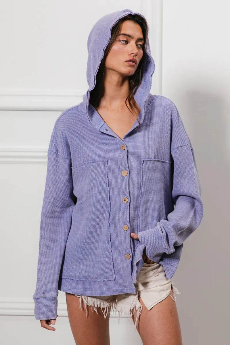 BiBi Washed Waffle Thermal Hooded Jacket