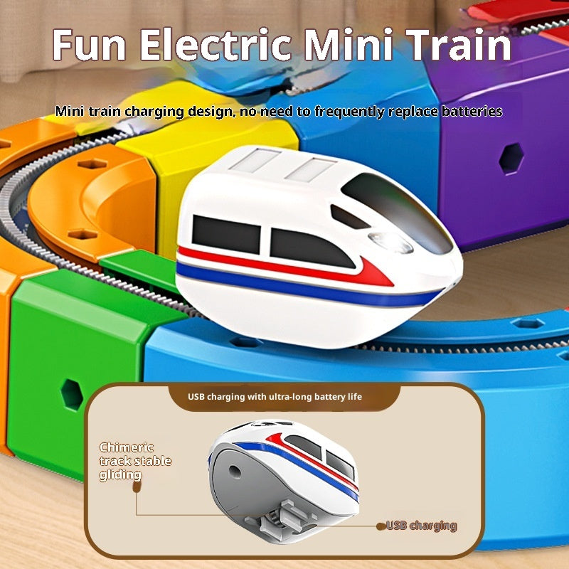 Electric Train Track Building Blocks - Assembled Cube Track Toy Set for Kids Ages 4-6 (51, 81, 123 PCs)