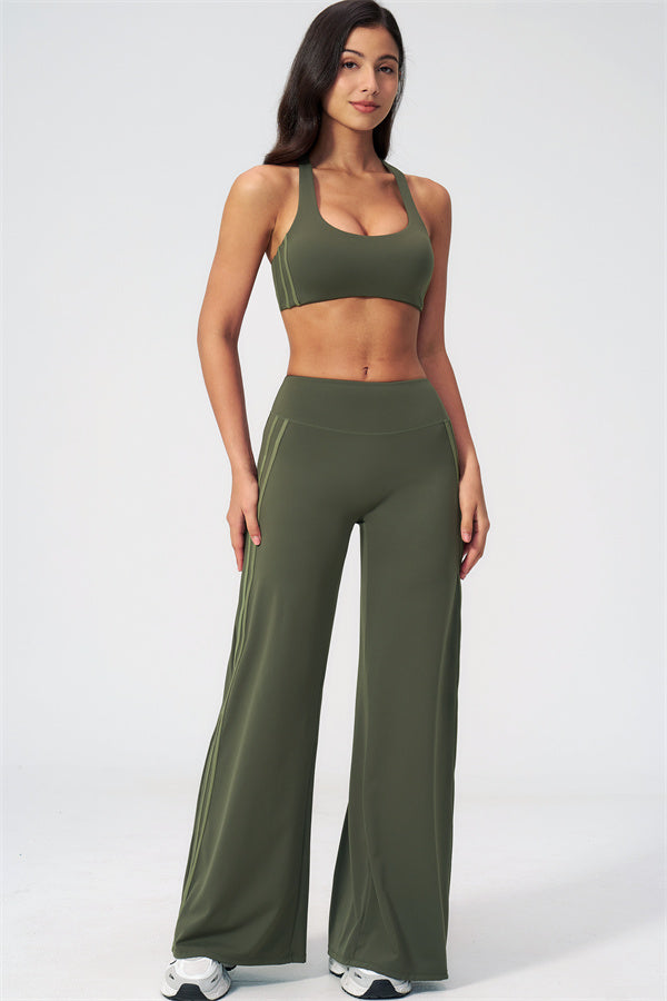 The Evoke Racerback Sports Bra Straight Leg Pants 2-Piece Set