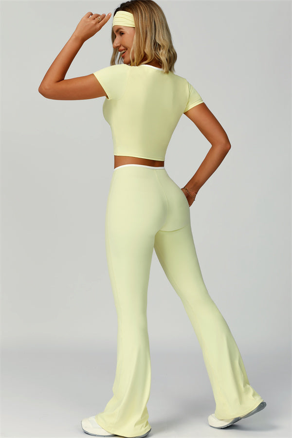 The Skyline Tie Top Flared Leggings Headband 3-Piece Set