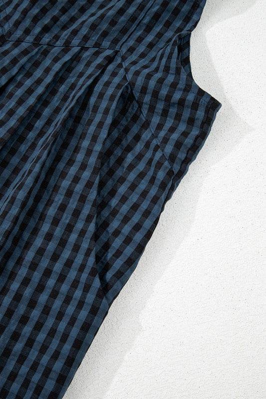 Plaid Print Buttoned Pocketed High Waist Jumpsuits