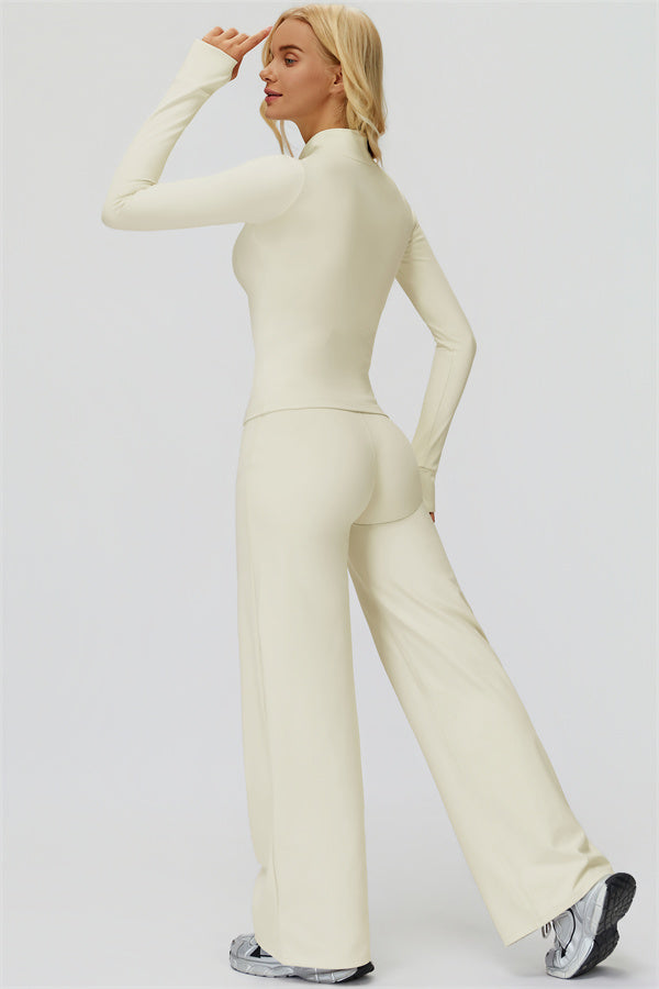 The FemmeFit Zip Jacket Straight Leg Pants 2-Piece Set